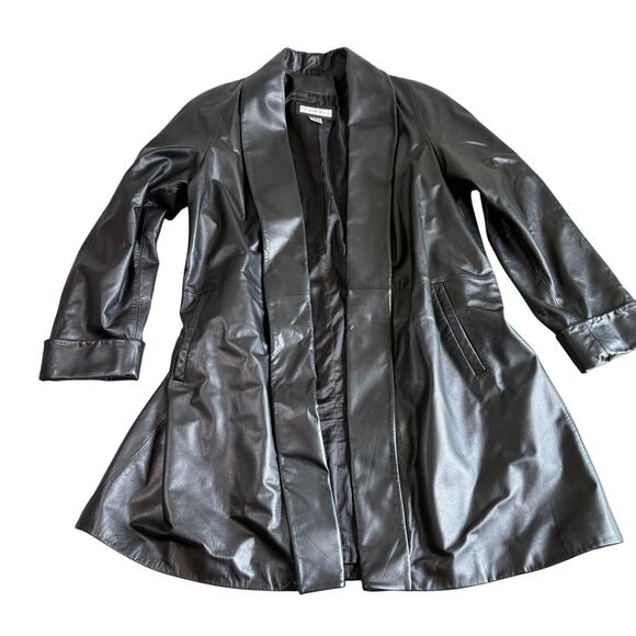 Preston & York Black Genuine Leather Jacket - Size Large - Picture 1 of 7